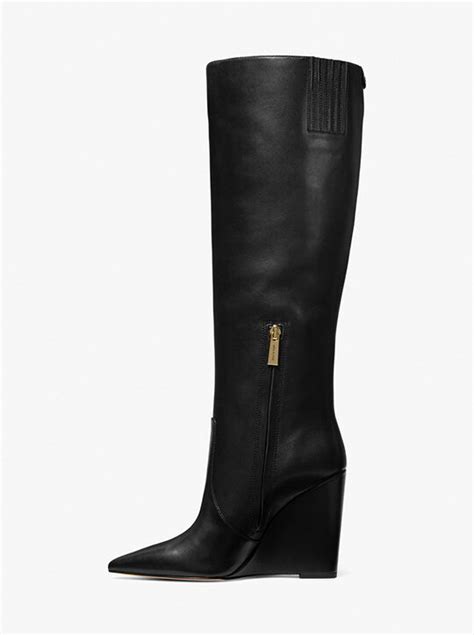 michael kors isra wedge boot|Isra Leather Wedge Boot .